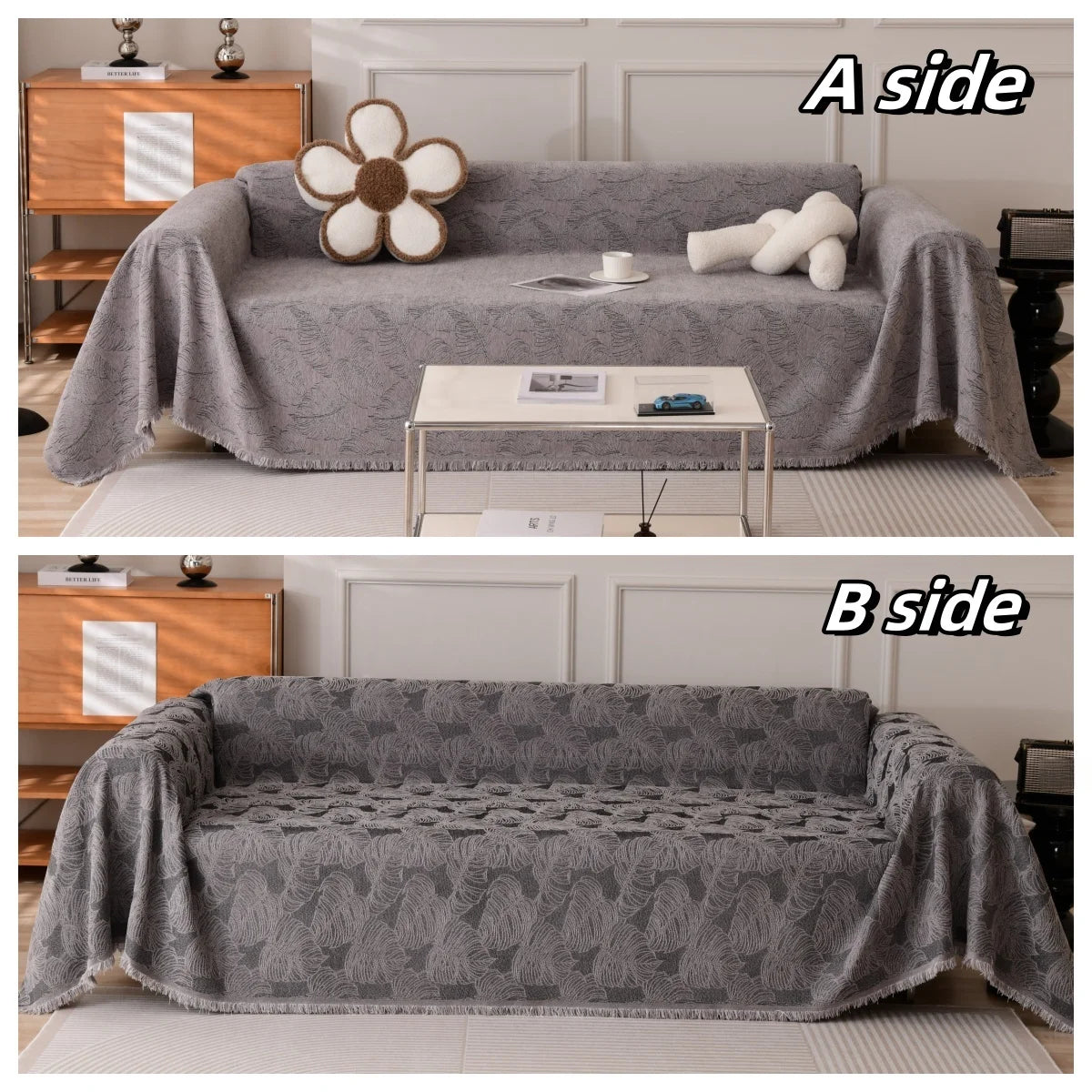 Couverture canapé en Chenille Gris