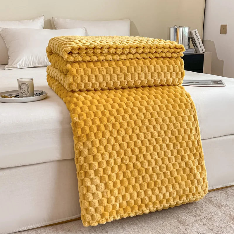 Couverture canapé en velours jaune