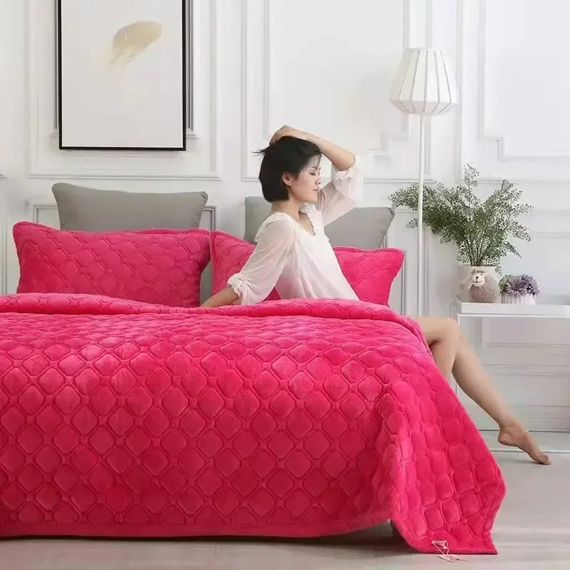 Couverture lit en Flanelle Rose rouge