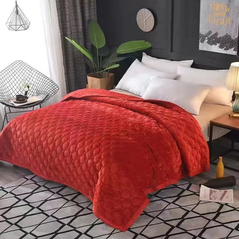 Couverture lit en Velours Rouge