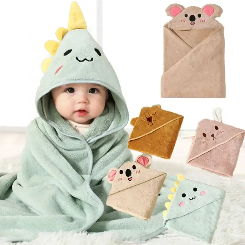 Image of Couverture avec capuche pour bébé vert– confort et sécurité bébé.