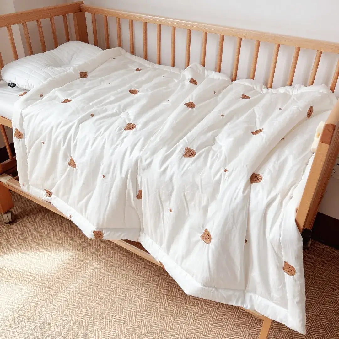 Image of Couverture bébé en coton 4 saisons petit ours  – douceur pour nouveau-né