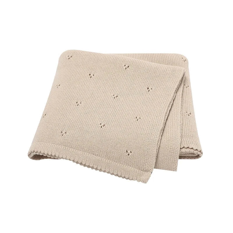 Image of Couverture bébé en gaze de coton beige textile doux pour nourrisson