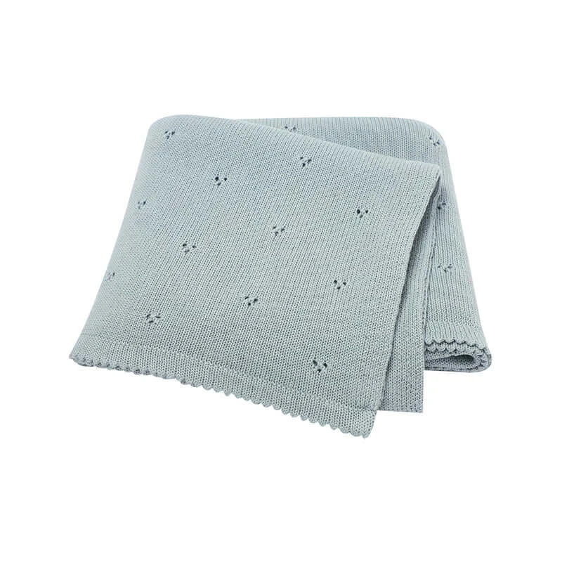 Couverture bébé en gaze de coton bleu_textile doux pour nourrisson