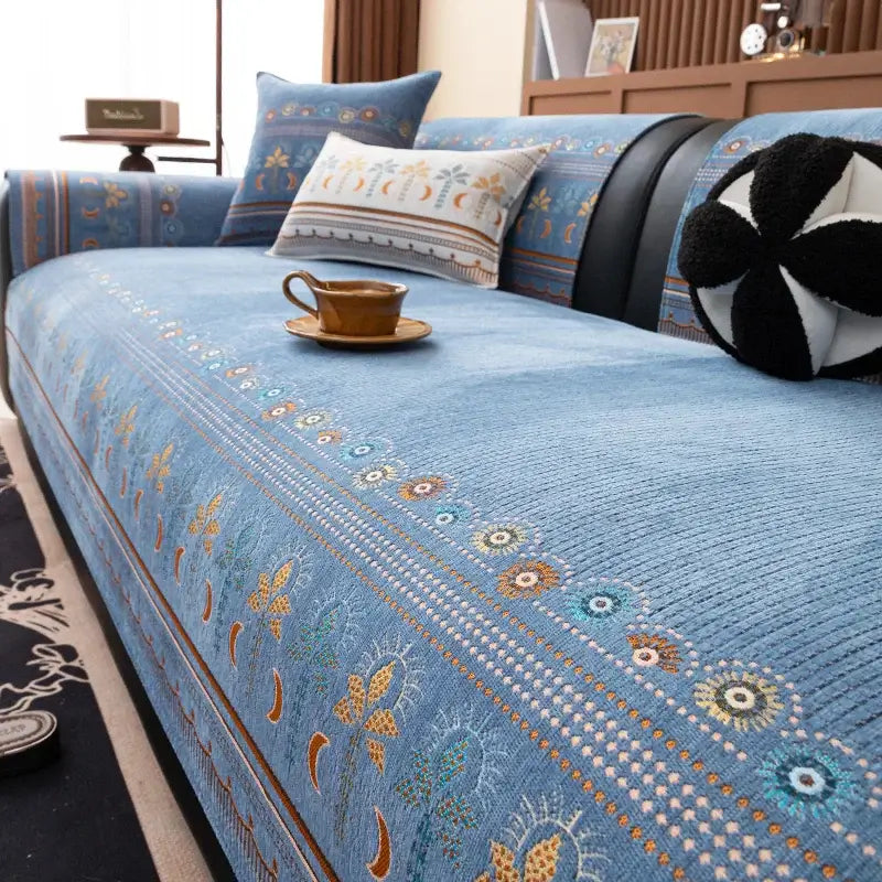 Couverture canapé 4 saisons bleu 1