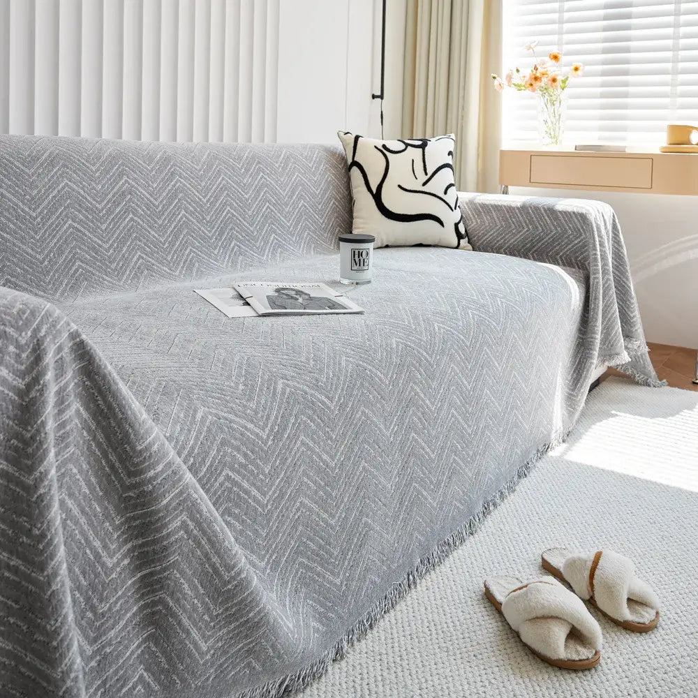 Image of Couverture canapé à Carreaux Gris