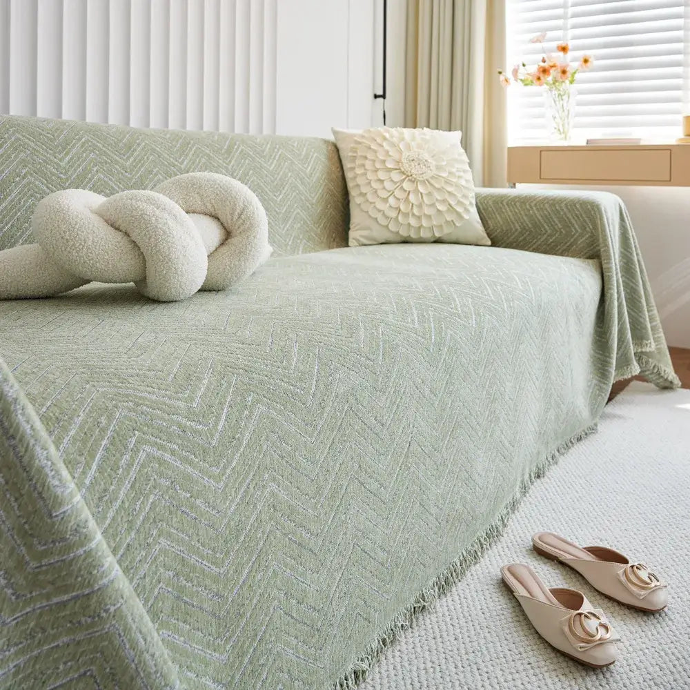 Image of Couverture canapé à Carreaux Vert 130x180 cm – cozy pour soirées détente