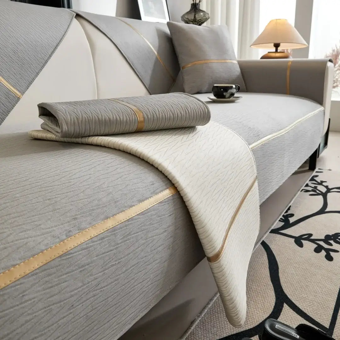 Image of Couverture canapé avec ruban style cosy – intérieur chaleureux