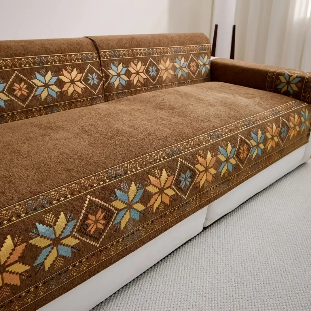 Image of Couverture canapé boho marron