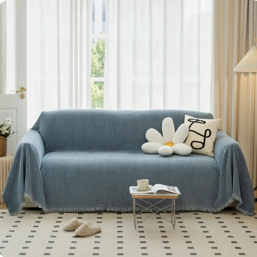 Couverture canapé en Chenille Bleu