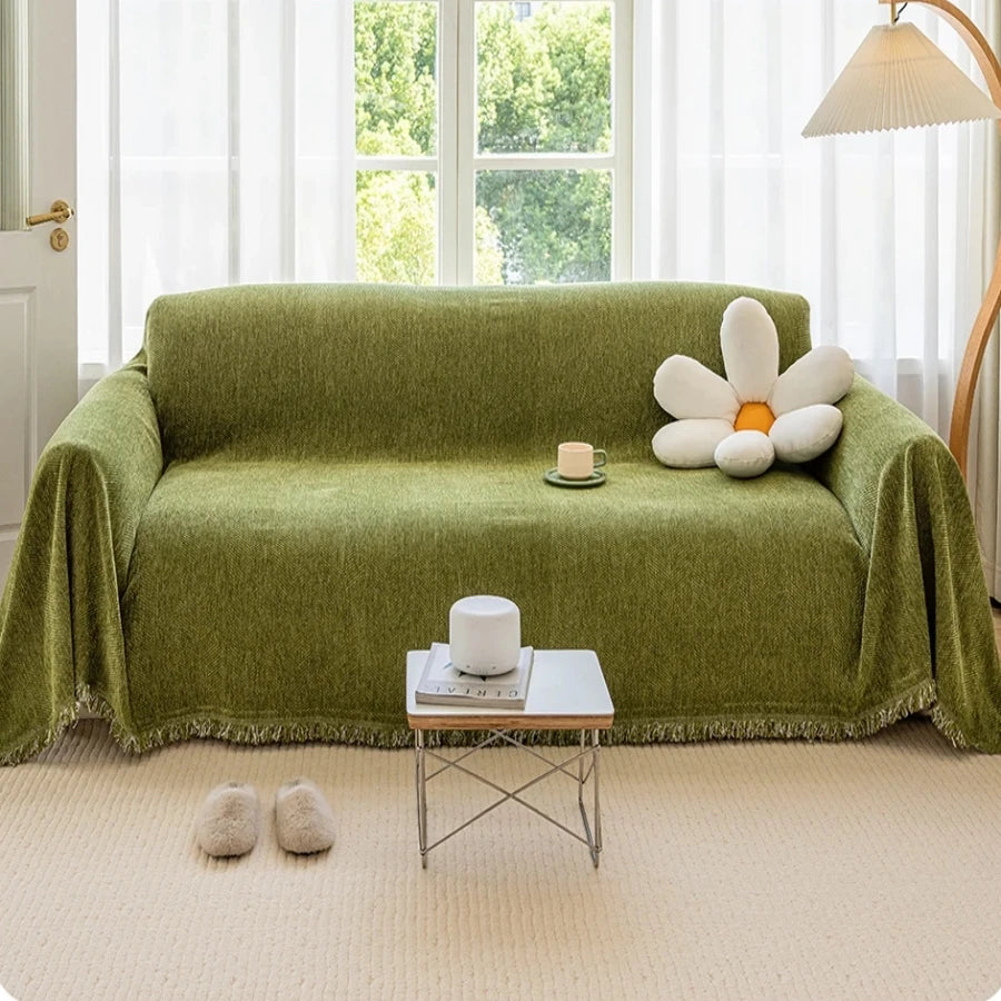 Couverture canapé en Chenille Vert
