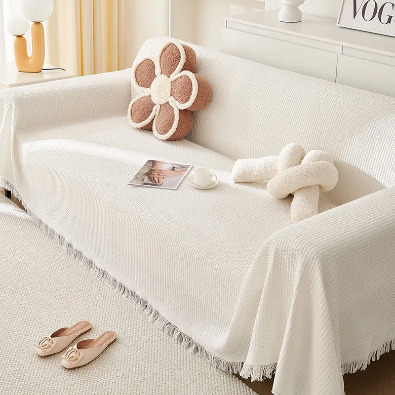 Couverture canapé en Coton Blanc 1