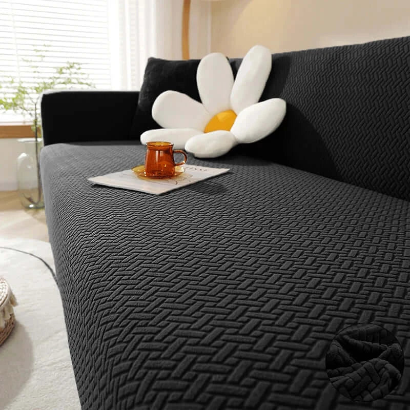 Image of Couverture canapé en Jacquard noir canapé 130x180 cm – cozy pour soirées détente