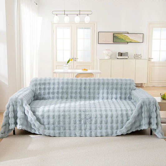 Couverture canapé en Peluche gris clair