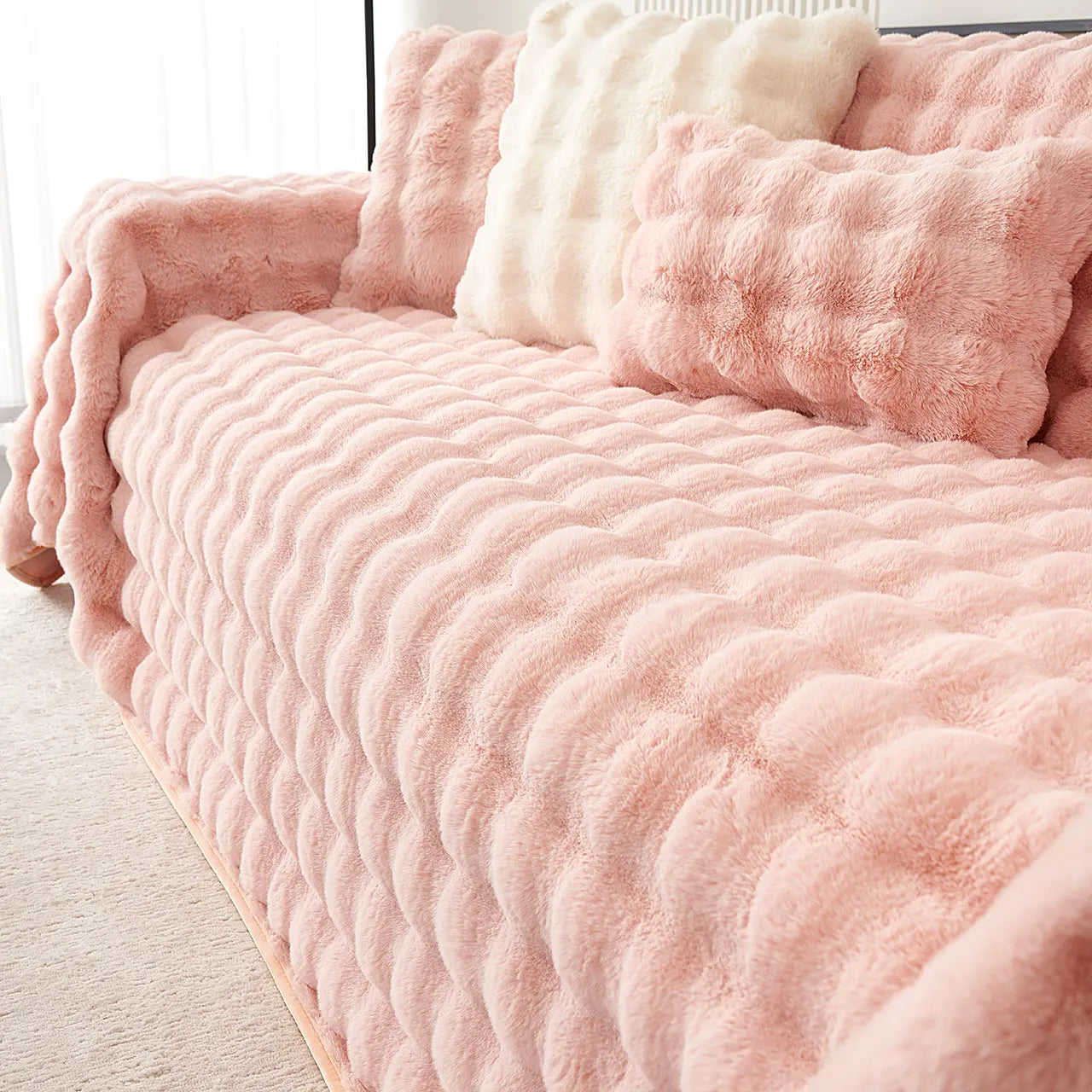 Couverture canapé en Peluche rose