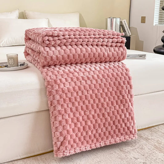 Couverture canapé en velours rose