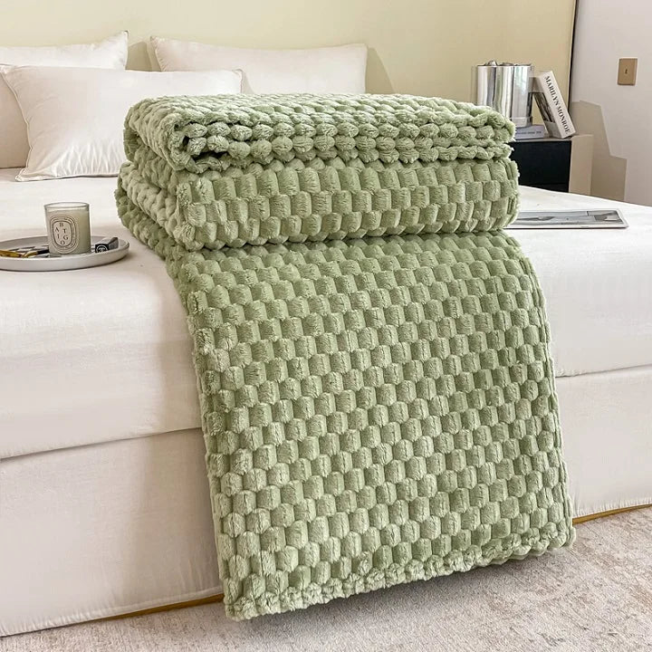 Couverture canapé en velours vert