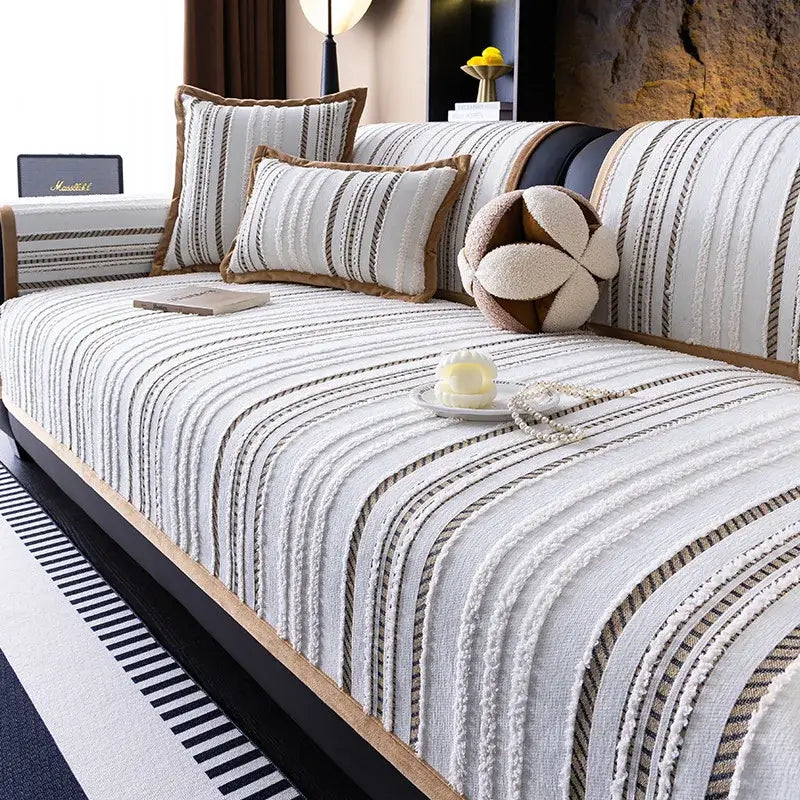 Couverture canapé patchwork blanc