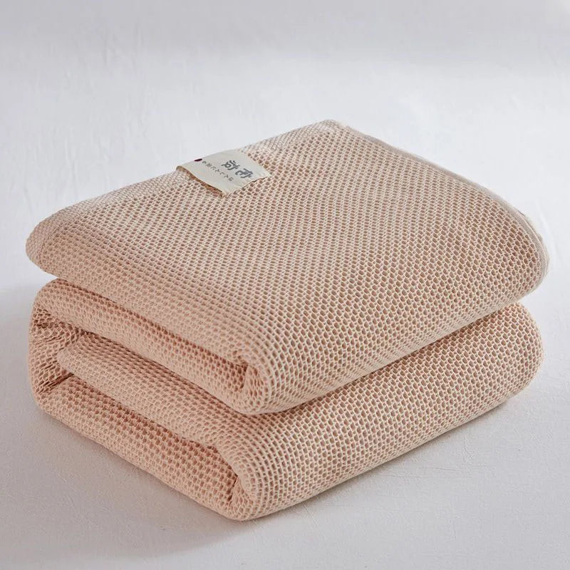 Couverture à carreaux en coton beige