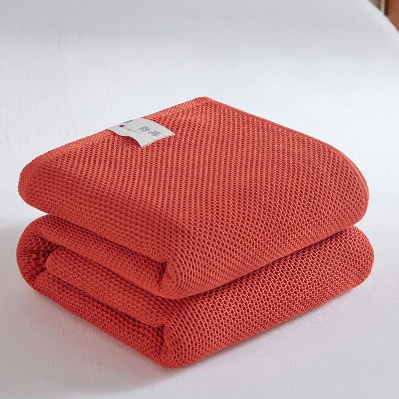 Couverture à carreaux en coton rouge