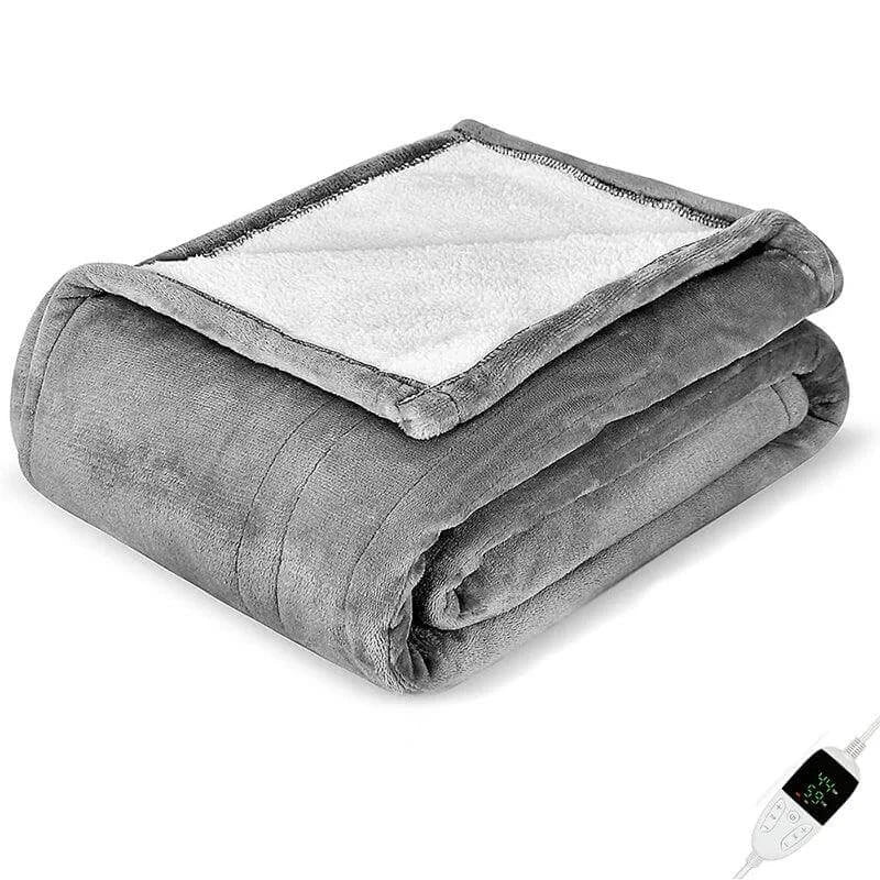 Image of Couverture chauffante 2 places gris pour lit – confort et bien-être