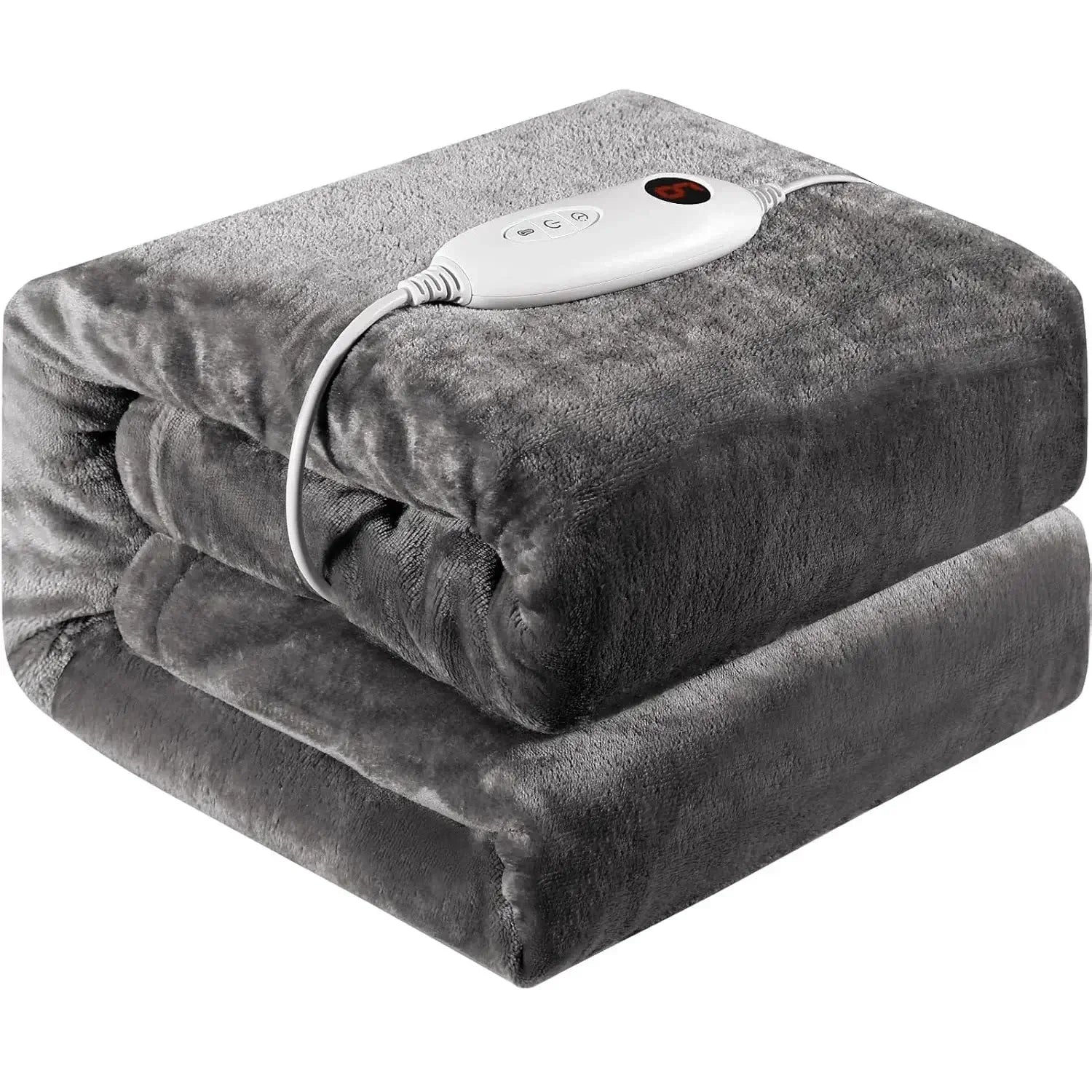 Couverture chauffante lit gris foncé