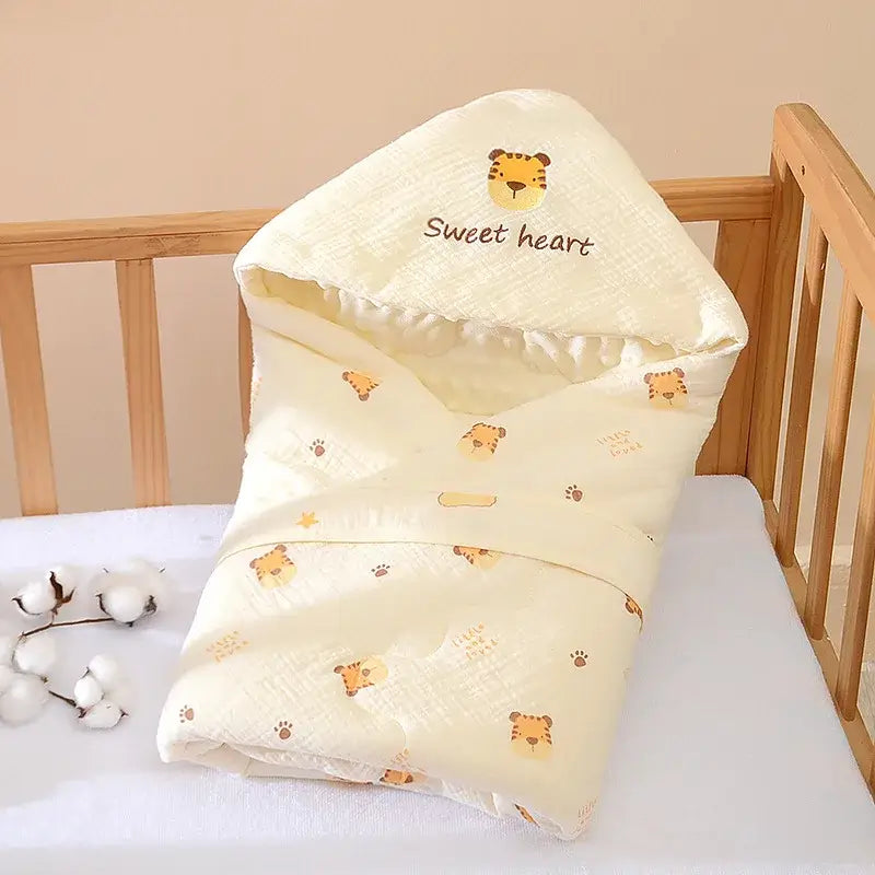 Image of Couverture d'hiver pour bébé blanc douceur pour nouveau-né