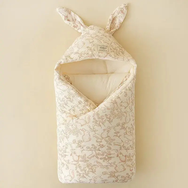 Image of Couverture emmaillotage bébé en mousseline de coton motif 3 confort et sécurité bébé