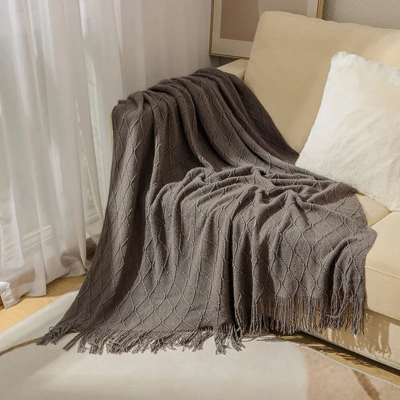 Couverture en Tricot Gris 1