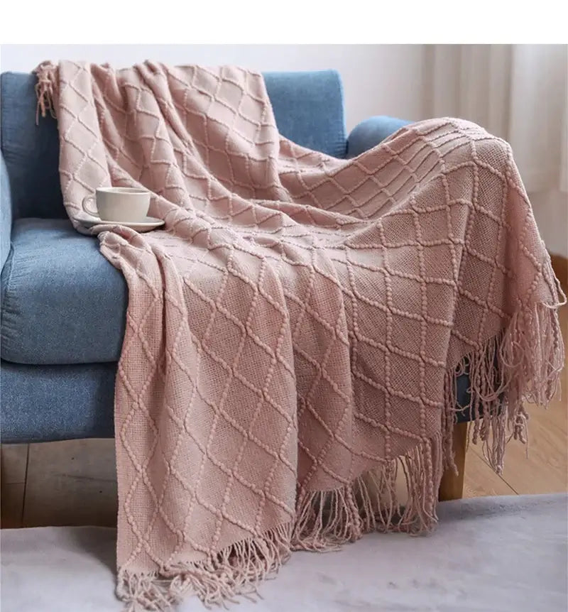 Image of Couverture en Tricot Rose– ambiance cocooning