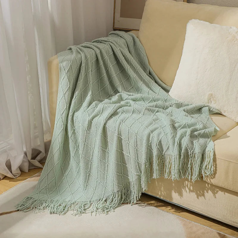 Couverture en Tricot vert
