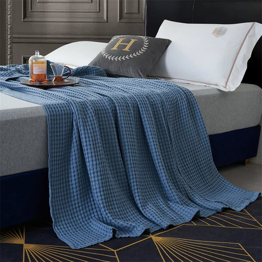 Couverture en coton d'Egypte bleu
