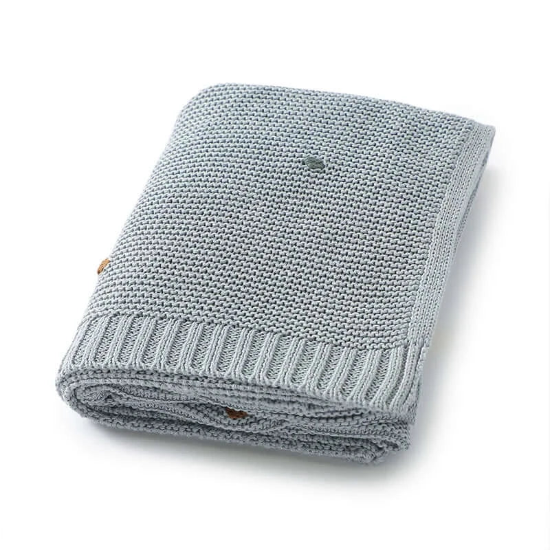 Image of Couverture en coton pour bébé gris textile doux pour nourrisson