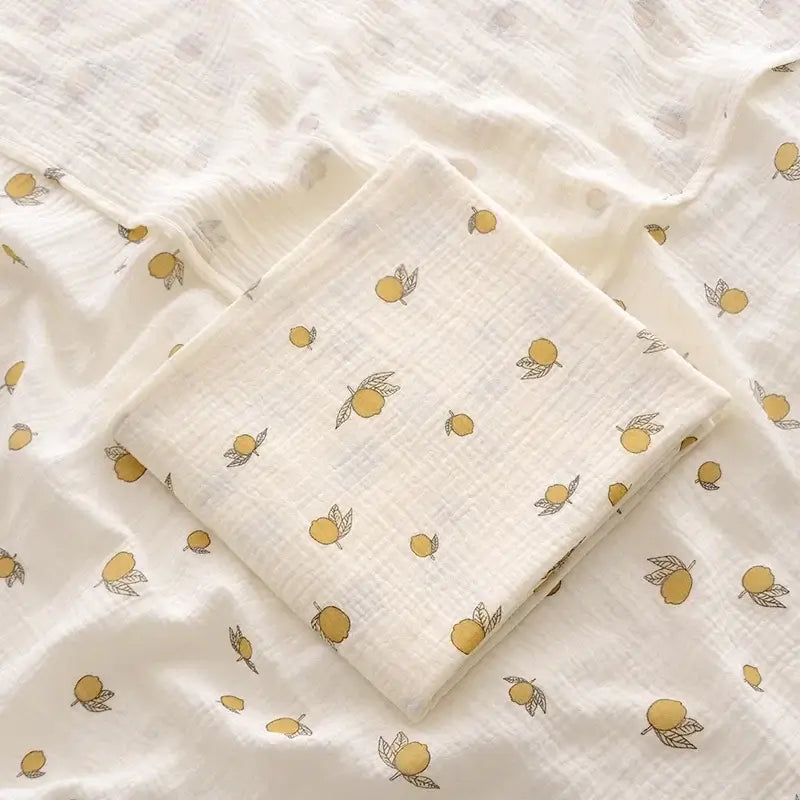 Image of Couverture en coton pour bébé nouveau-né citron– douceur pour nouveau-né