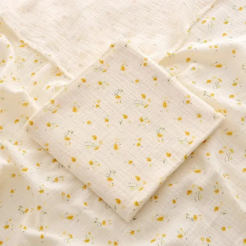 Image of Couverture en coton pour bébé nouveau-né jaune– léger et confortable