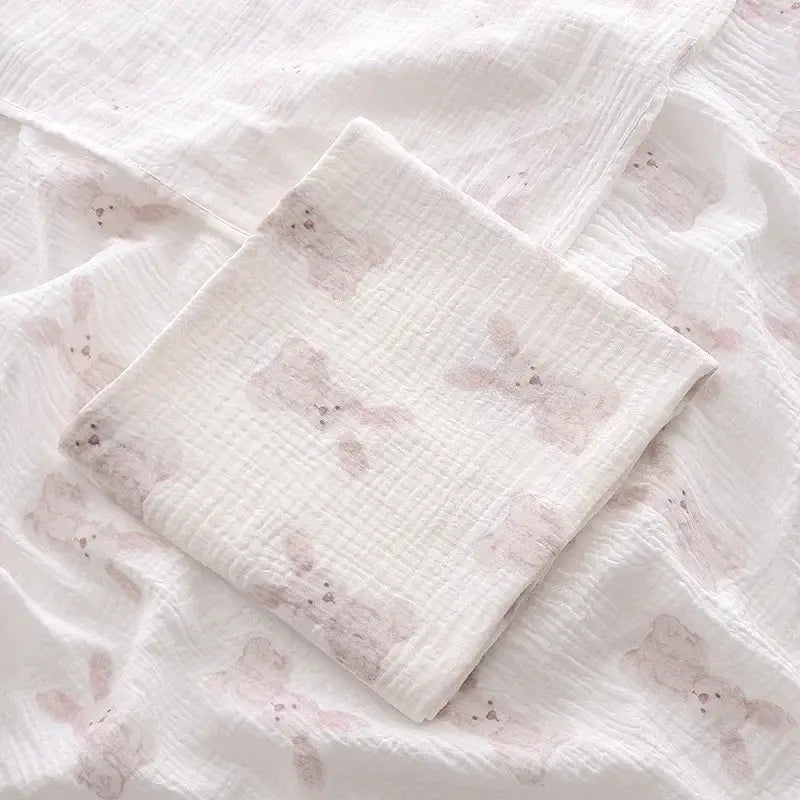 Image of Couverture en coton pour bébé nouveau-né lapin-confort et sécurité bébé