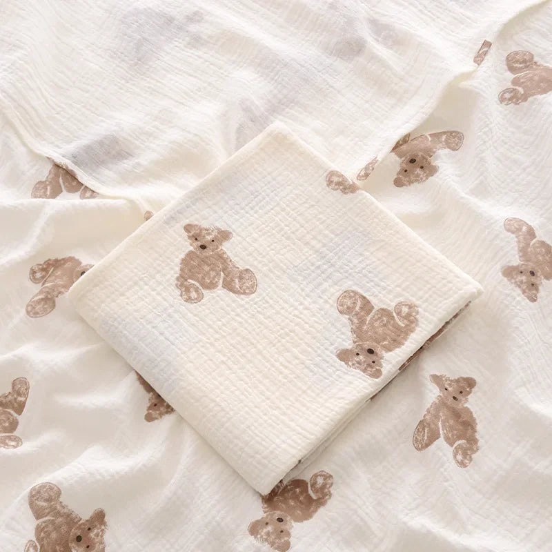 Couverture en coton pour bébé nouveau-né ours