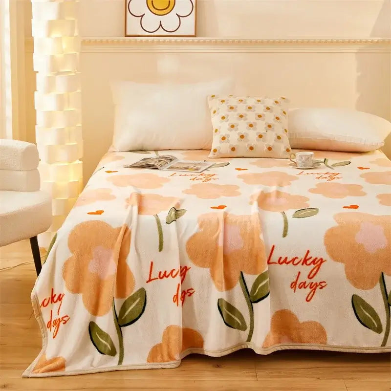 Image of Couverture en double face blanc cosy pour lit double – texture douce