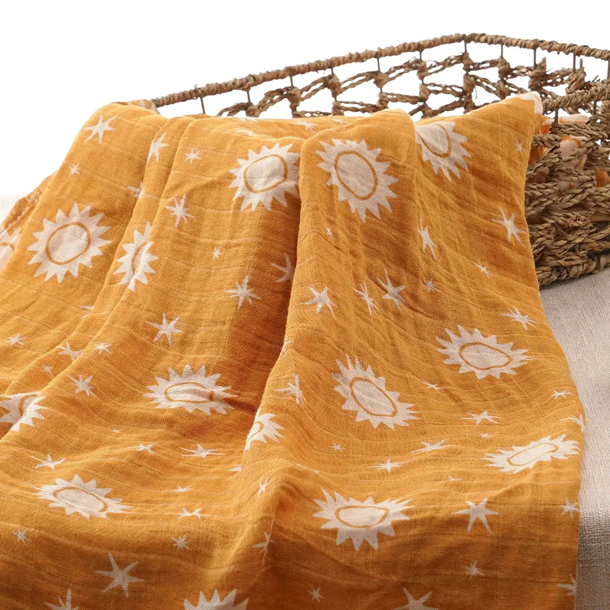 Image of Couverture en gaze de coton beige douce 200x230 cm - confort et chaleur