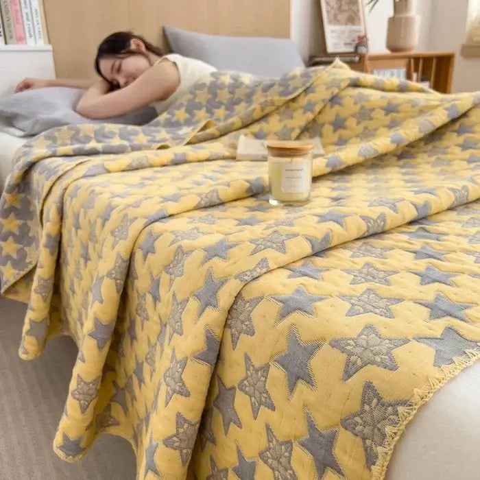 Couverture en jacquard coton jaune