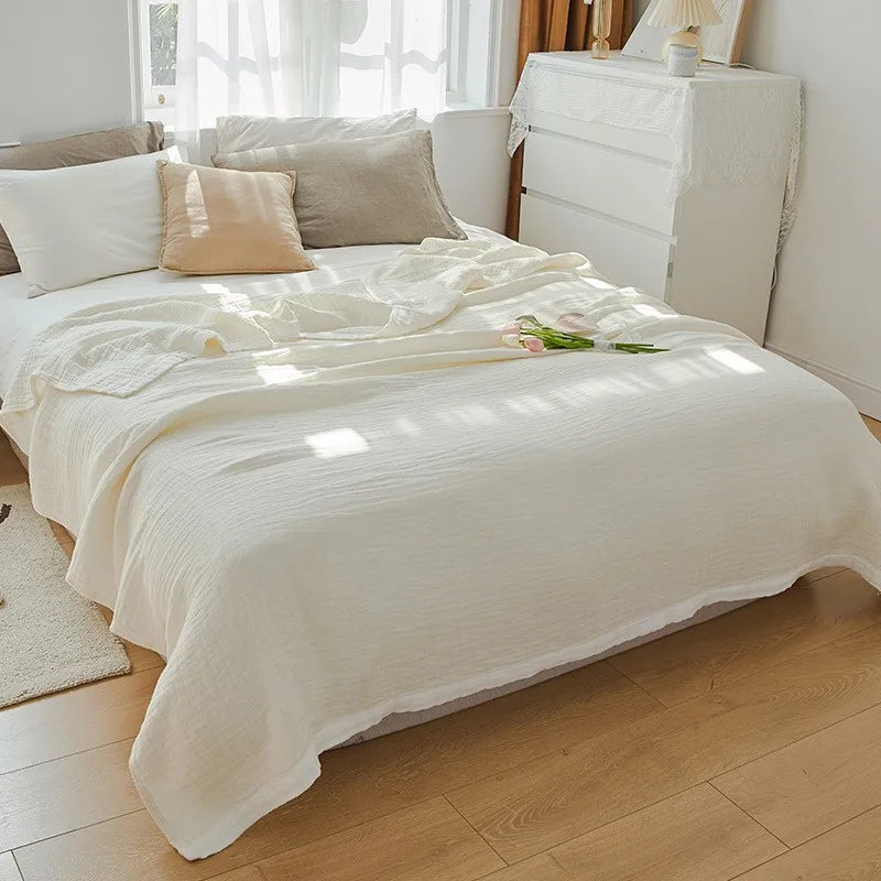 Couverture en mousseline de coton blanc