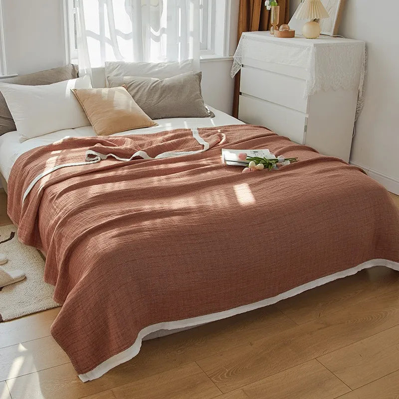 Couverture en mousseline de coton bordeaux foncé