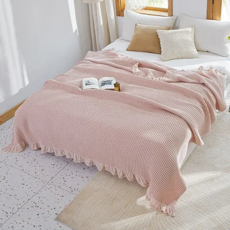 Couverture en mousseline de coton rose clair