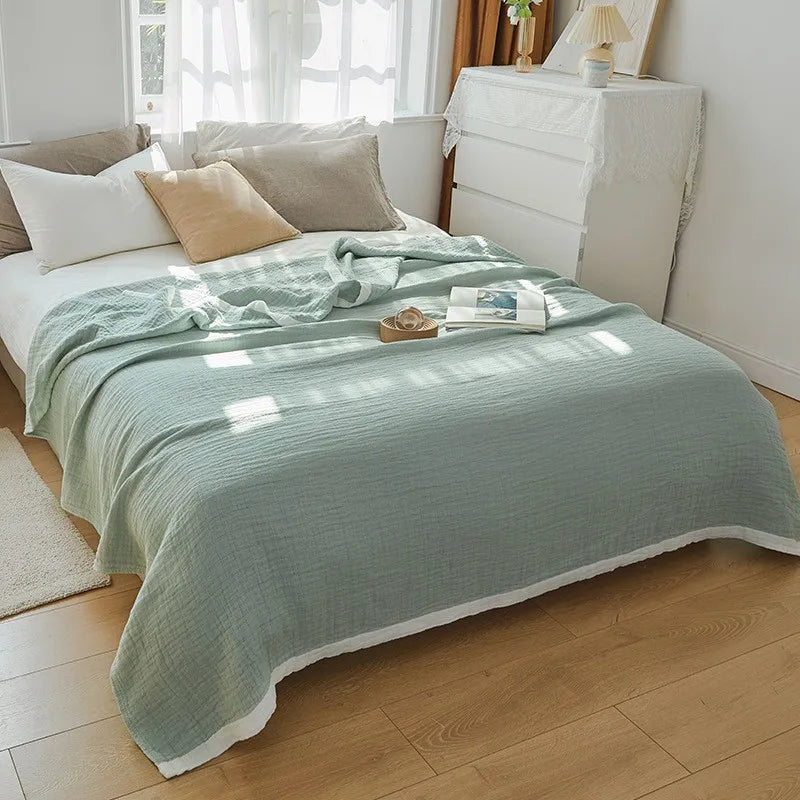 Couverture en mousseline de coton vert