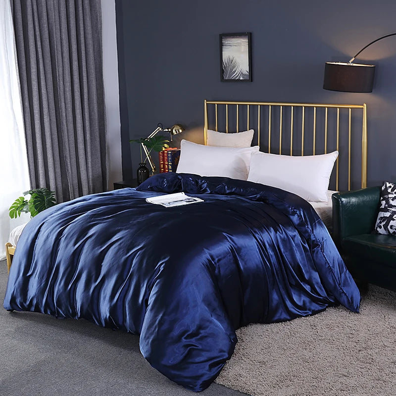 couverture en satin bleu