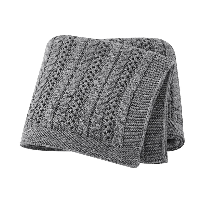 Couverture en tricot pour bébé gris