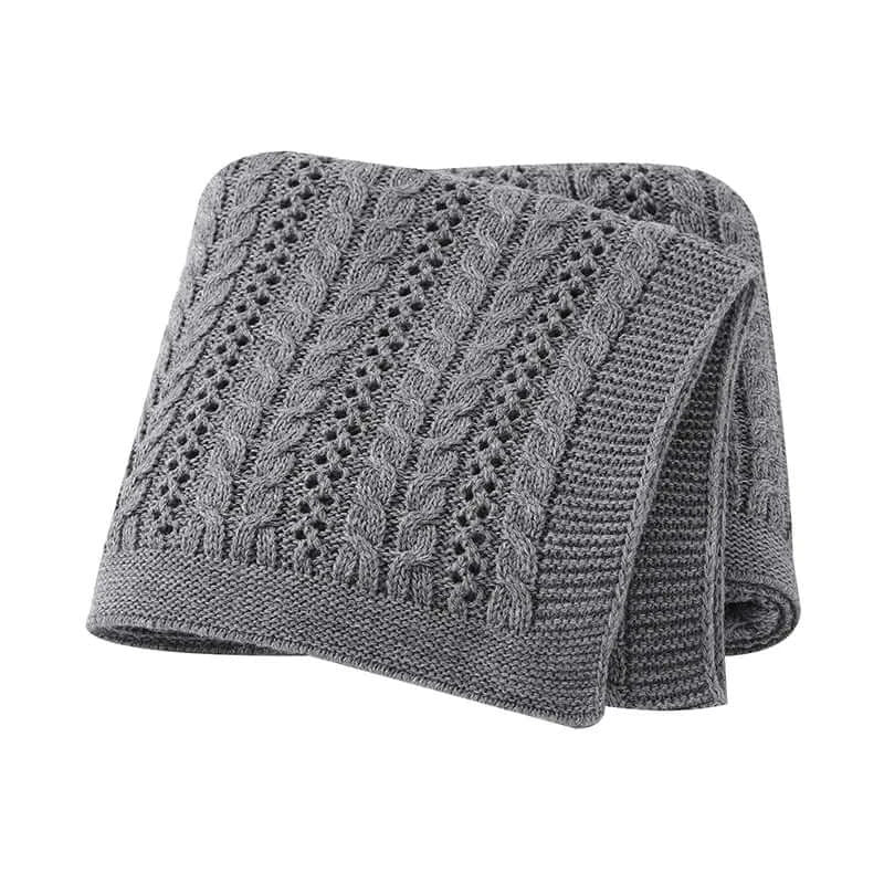 Image of Couverture en tricot pour bébé gris– textile doux pour nourrisson