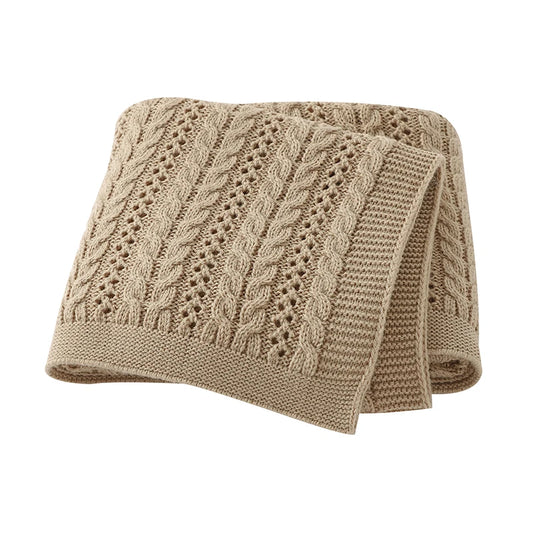 Couverture en tricot pour bébé kaki 3