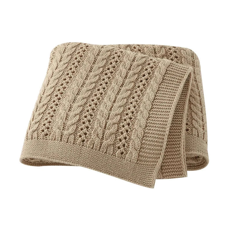 Couverture en tricot pour bébé kaki – douceur pour nouveau-né