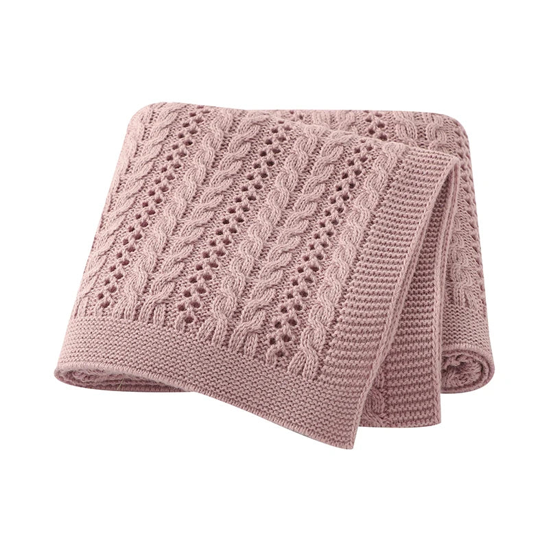 Couverture en tricot pour bébé rose